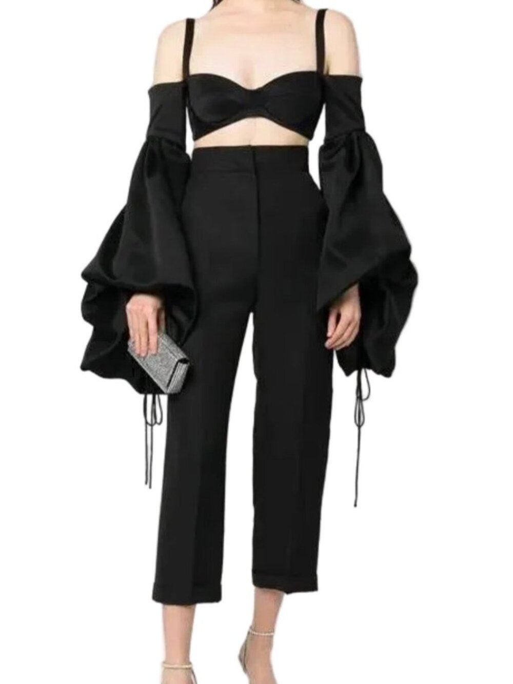 Del Core Shoulder Drop Crop Top Sz-46